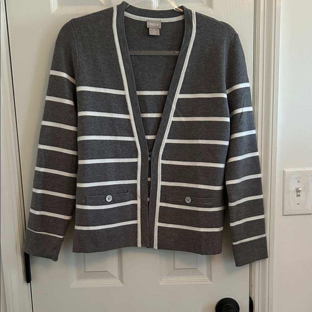 Chico's Gray Knit Cardigan